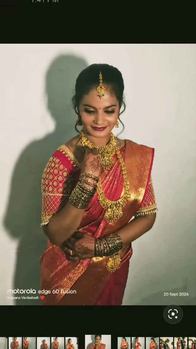 Red & Gold — Silk saree with temple jewellery